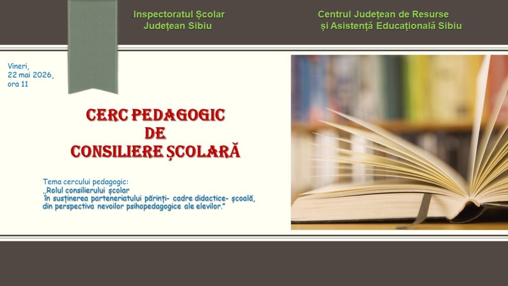 poza Cerc pedagogic de consiliere școlară - 22 mai 2026, ora 11