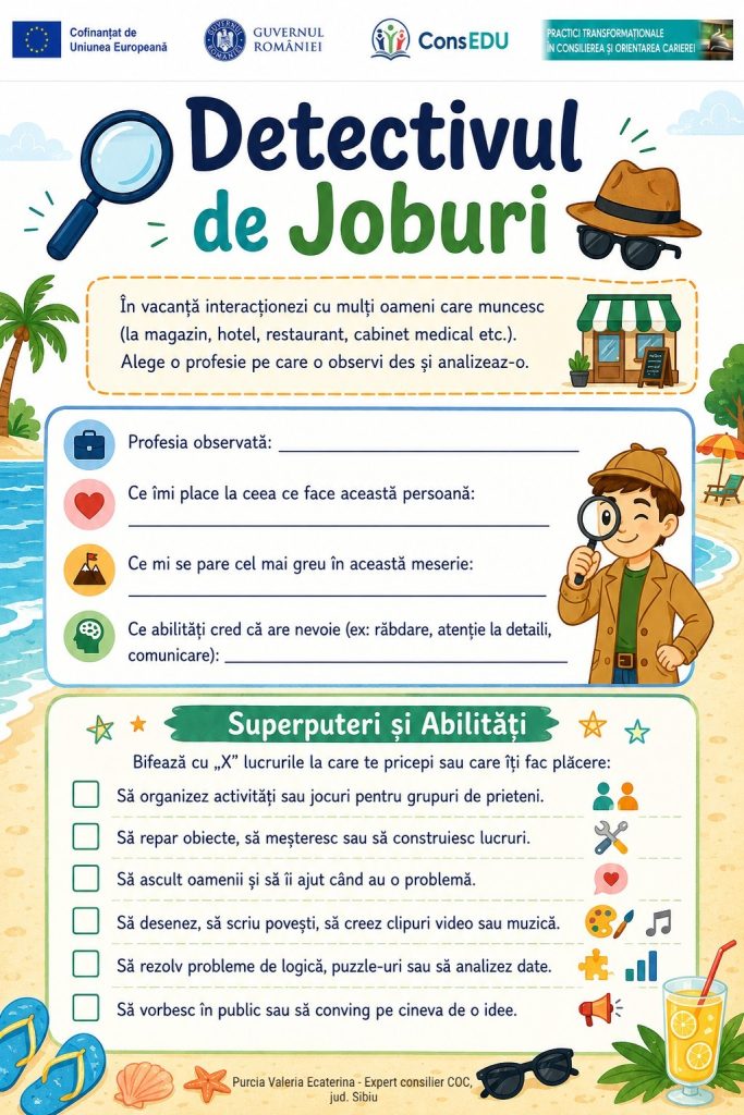 Devino un „Detectiv de Joburi” în această vacanță!
